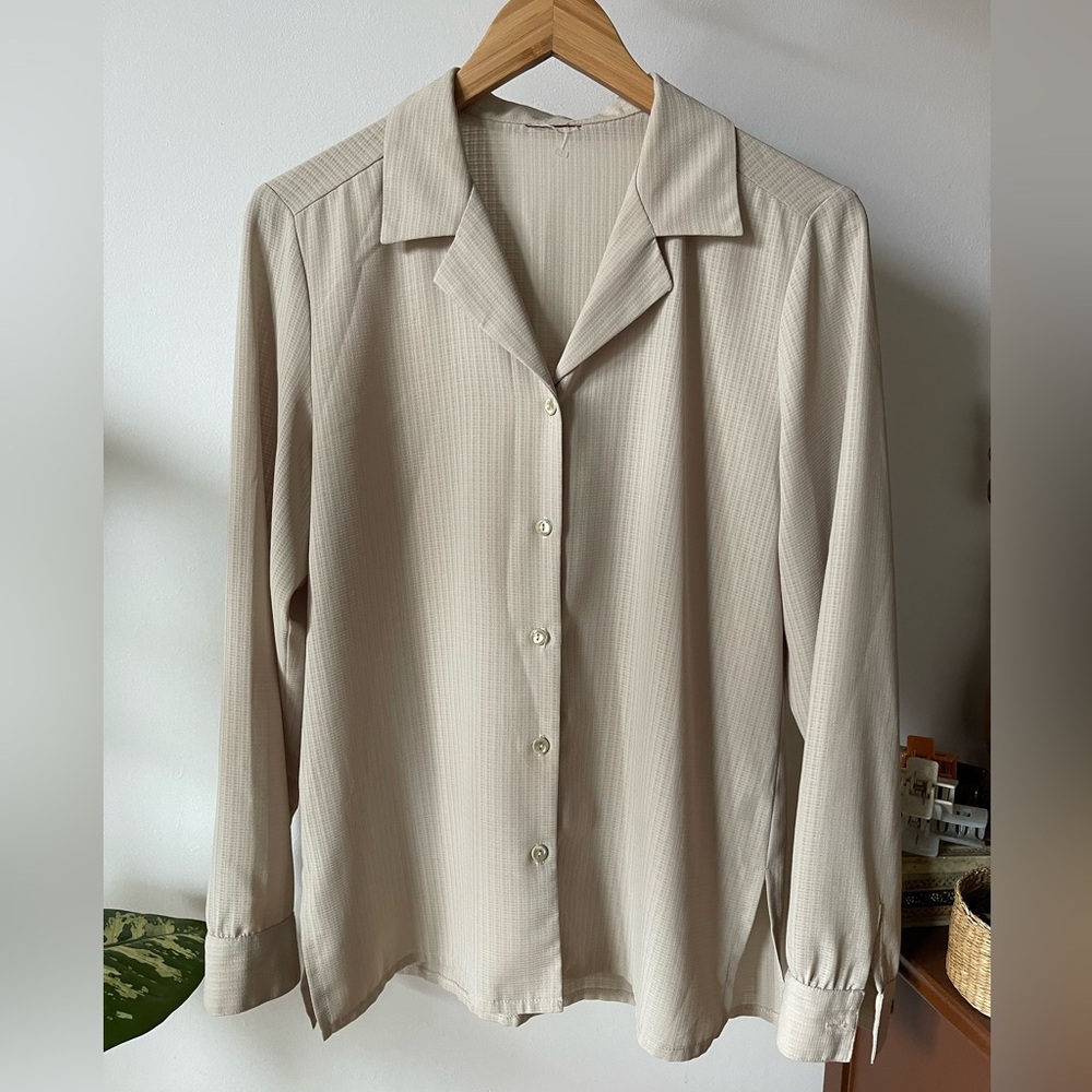 Vintage cream light and flowy button down blouse.